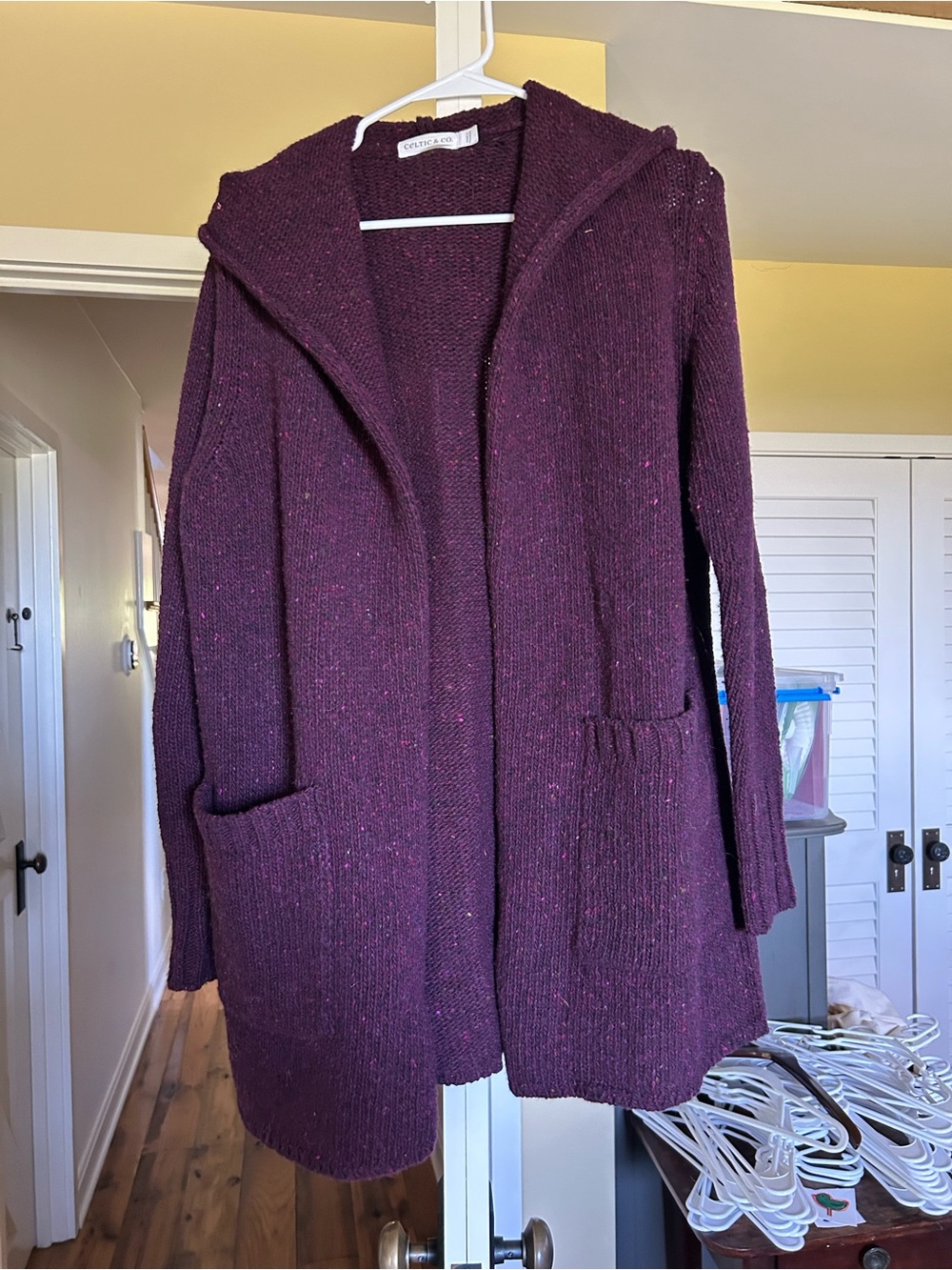 croft & barrow Deep Plum Hooded Open-Front Cardigan